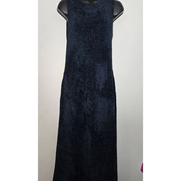 Creatures of Comfort Dress Size Medium Navy Chenille Sleeveless Maxi - Picture 2 of 6